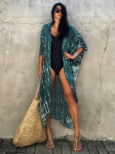 Flowy bohemian sarong for women, perfect as a stylish beach or pool cover-up.