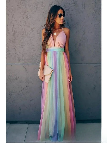 Elegant women's V-neck swing dress. Comfortable, versatile for summer/spring casual & everyday chic style.