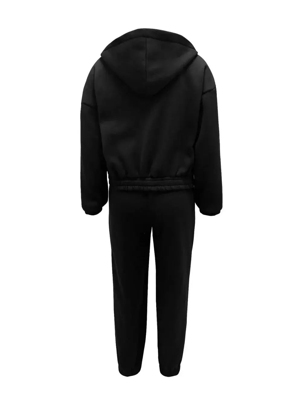 Elegant women's 3-piece casual set: cropped hoodie, high-waist joggers, and bralette.