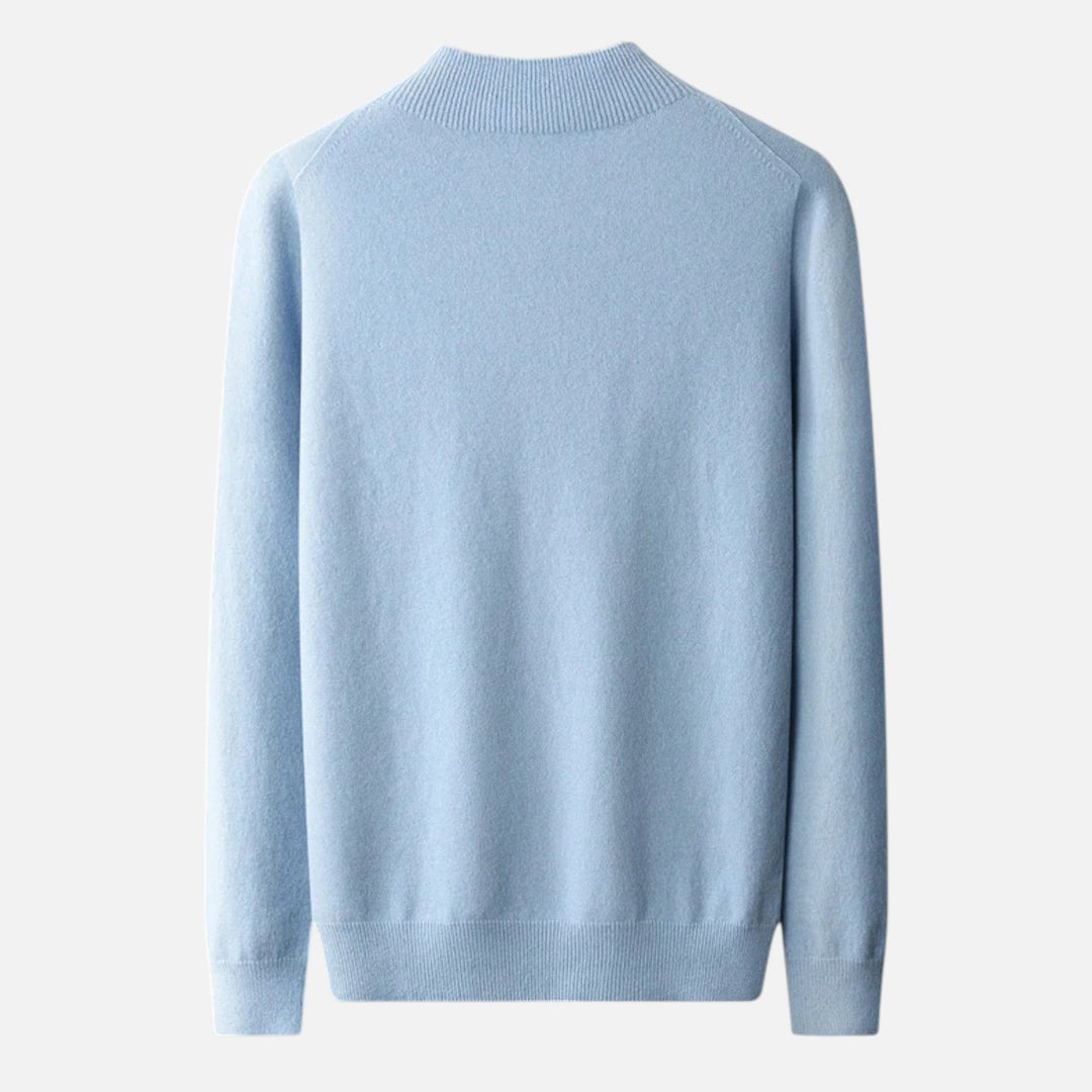 Comfortable men's half-turtleneck knit sweater by Valmonti, a stylish pullover perfect for warm autumn apparel.