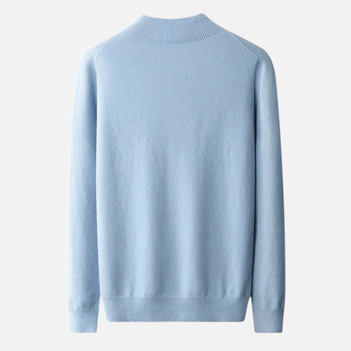Comfortable men's half-turtleneck knit sweater by Valmonti, a stylish pullover perfect for warm autumn apparel.