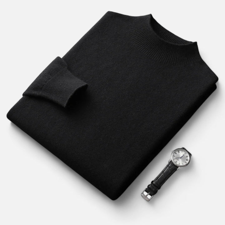 Valmonti men's knit sweater, a cozy half-turtleneck pullover designed for ultimate comfort & winter style.