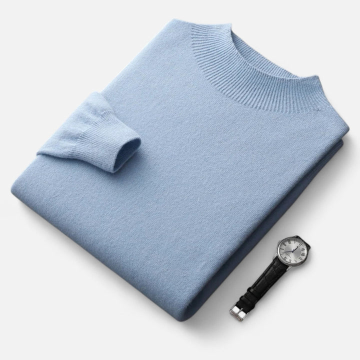 Valmonti men's elegant half-turtleneck pullover sweater, warm knitwear for a refined winter & autumn wardrobe.