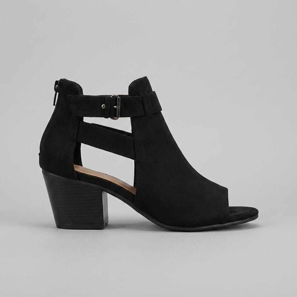 Stylish peep toe block heel sandals for women, designed with an adjustable ankle strap for comfort & elegance.
