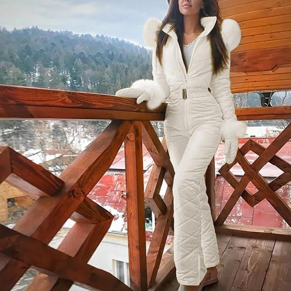 Versatile women's winter overall, ideal as a snowboard or ski suit for various snow activities. Full-zip design.
