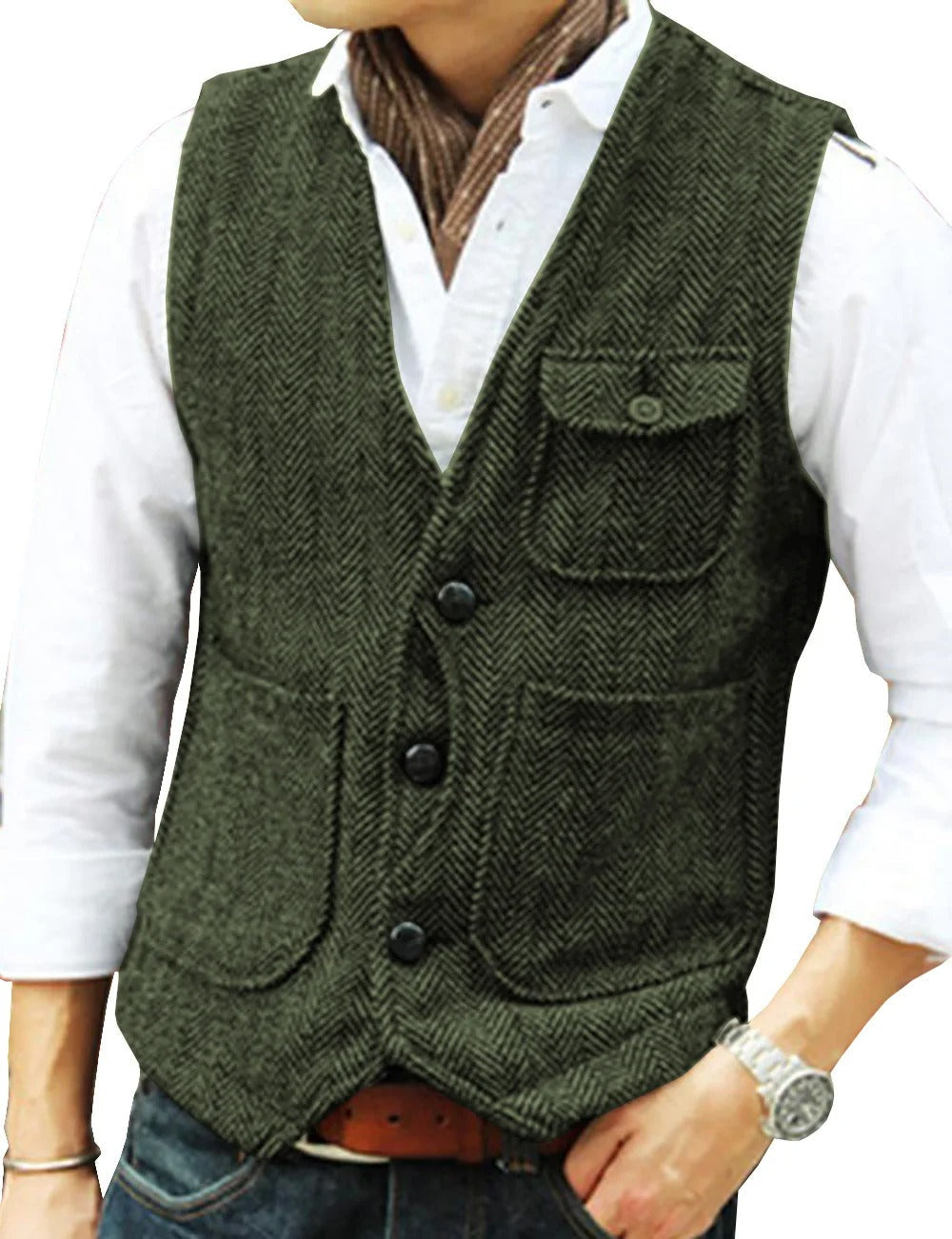 Elegant men's vintage waistcoat, classic fit. Ideal for sophisticated layering and tailored looks.