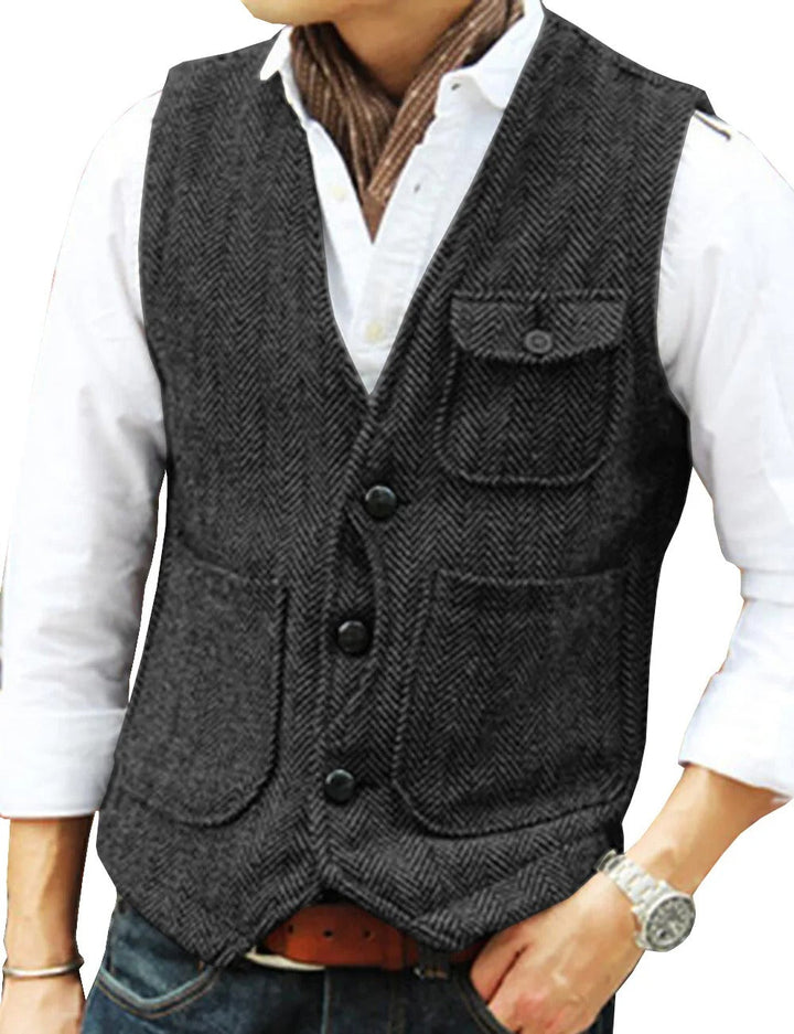 Men's vintage style waistcoat, classic fit sleeveless vest. Perfect for formal or casual elegance.