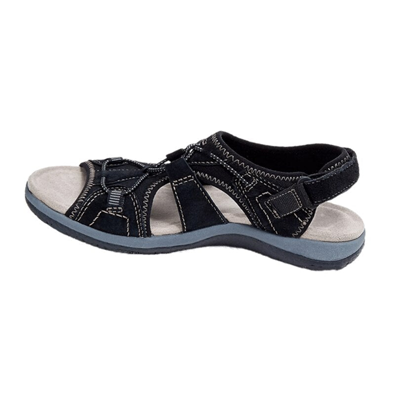 Women's walking sandals: orthopedic design, arch support, foot pain relief, adjustable.