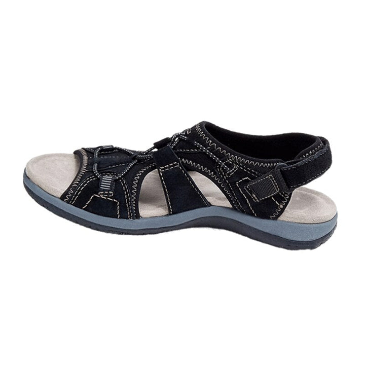 Women's walking sandals: orthopedic design, arch support, foot pain relief, adjustable.