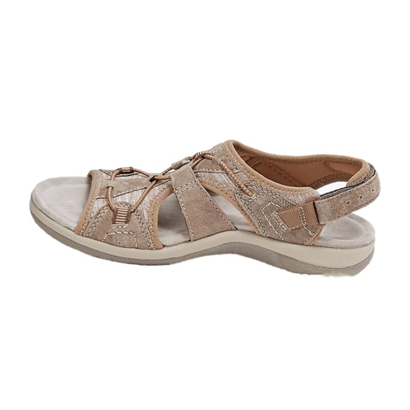 Adjustable orthopedic sandals for women, offering arch support & comfort for walking.