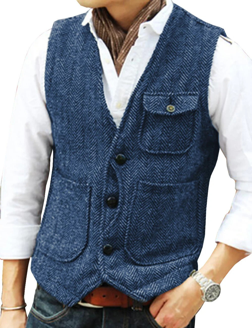 Men's vintage style formal waistcoat, classic fit vest. Perfect for weddings, business, or party wear.
