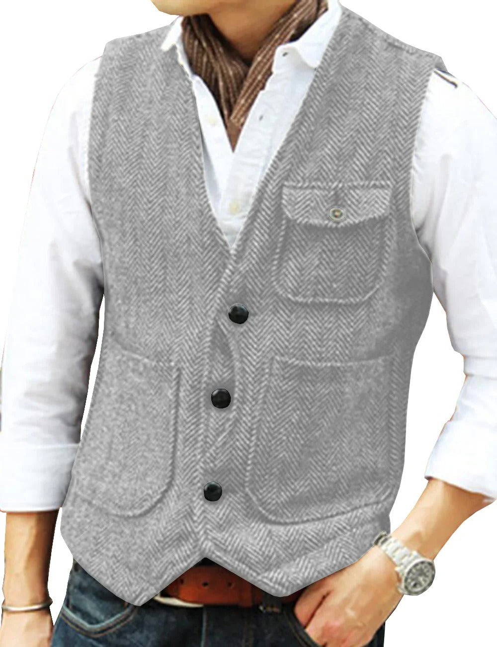 Retro men's classic fit vest, vintage style waistcoat. Makes a distinct fashion statement for any man.