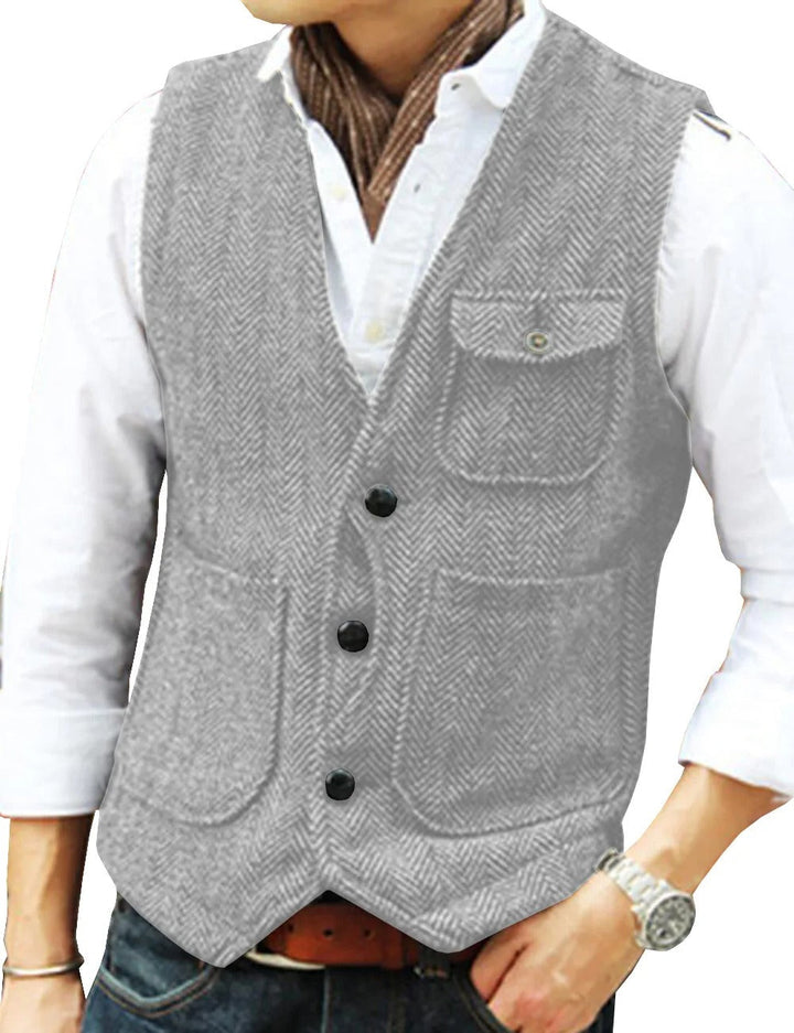 Retro men's classic fit vest, vintage style waistcoat. Makes a distinct fashion statement for any man.