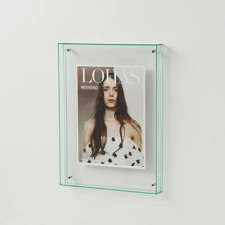 Premium vibrant acrylic picture holder for tabletop or wall, showcasing photos with a contemporary, colorful design.
