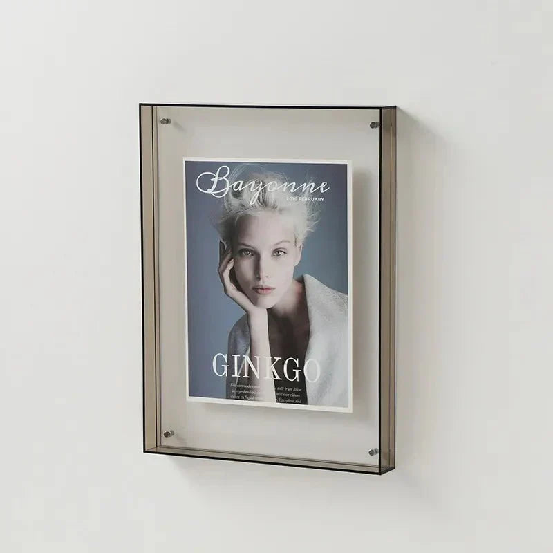 Versatile vibrant acrylic photo frame, a modern home accent for both wall and tabletop contemporary displays.
