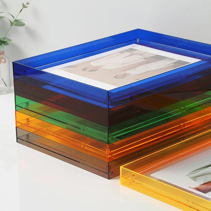 Contemporary colored acrylic frame, perfect for displaying cherished photos with a stylish, modern decor touch.