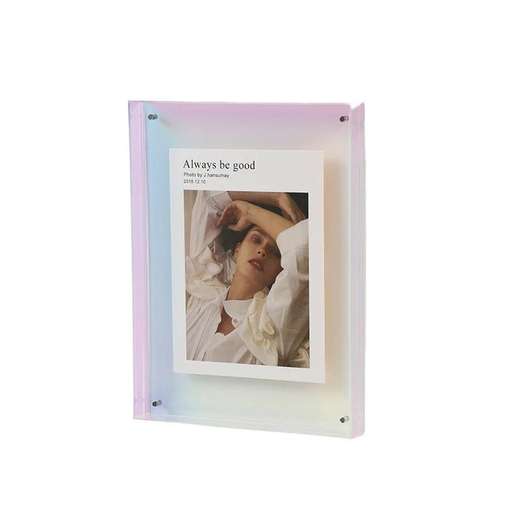 Eye-catching contemporary acrylic picture frame, excellent for displaying photos as a unique wall or tabletop decor.