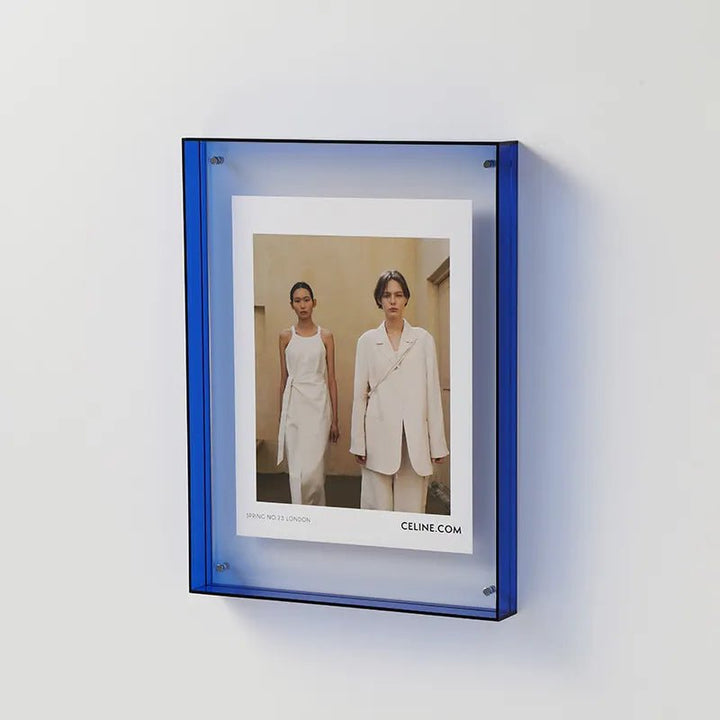 Decorative vibrant acrylic display frame, enhancing any photo with a splash of color and modern design.