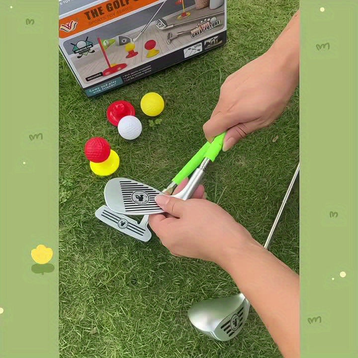 Easy-to-assemble children's adjustable golf set for active play, perfect for both indoor games and outdoor fun.