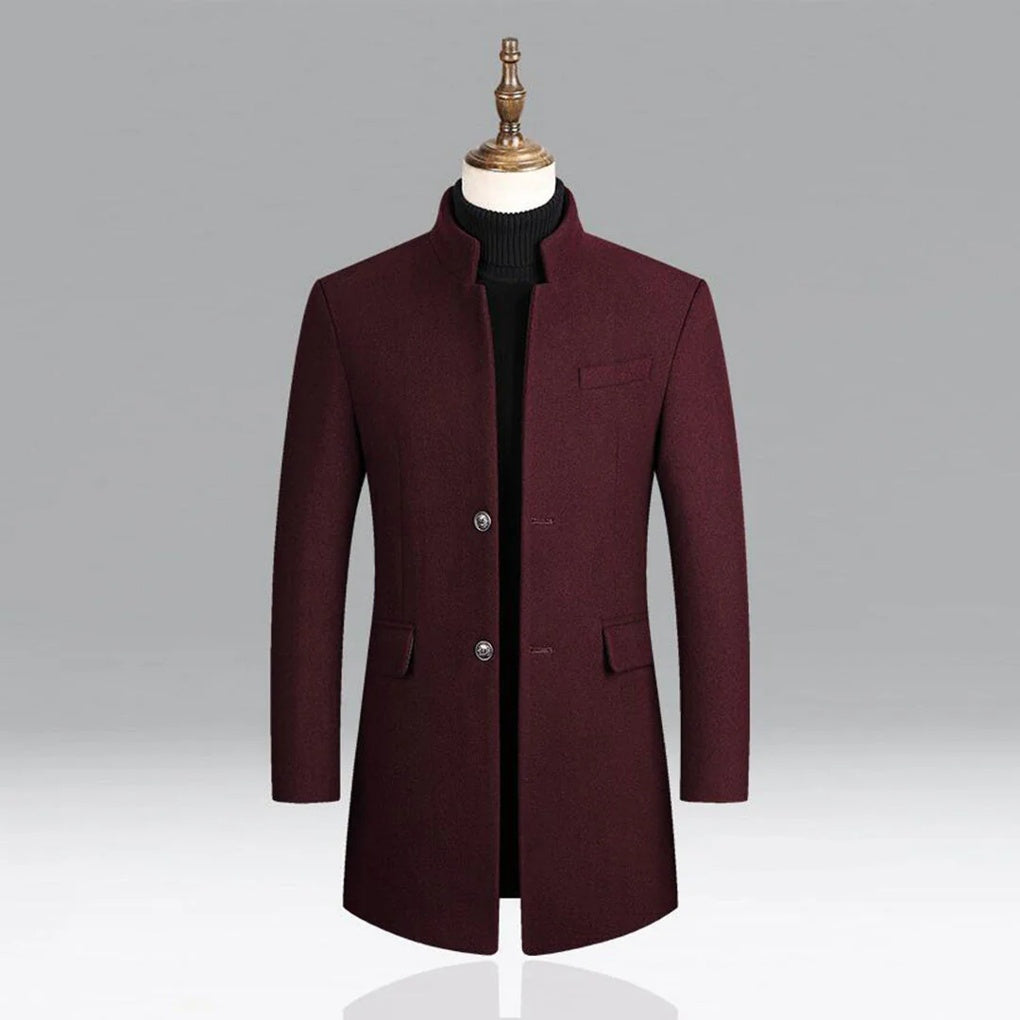 Men's elegant classic formal coat in dark gray, perfect for office wear & special occasions. Tailored long jacket.