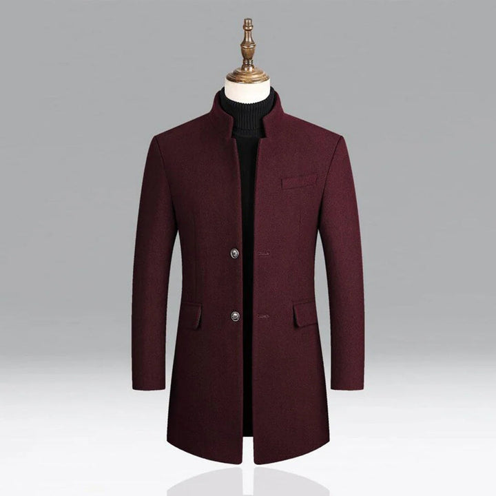 Men's elegant classic formal coat in dark gray, perfect for office wear & special occasions. Tailored long jacket.