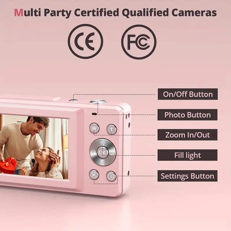 Vintage 1080p digital camera for clear retro video recording, a portable point and shoot travel camera.