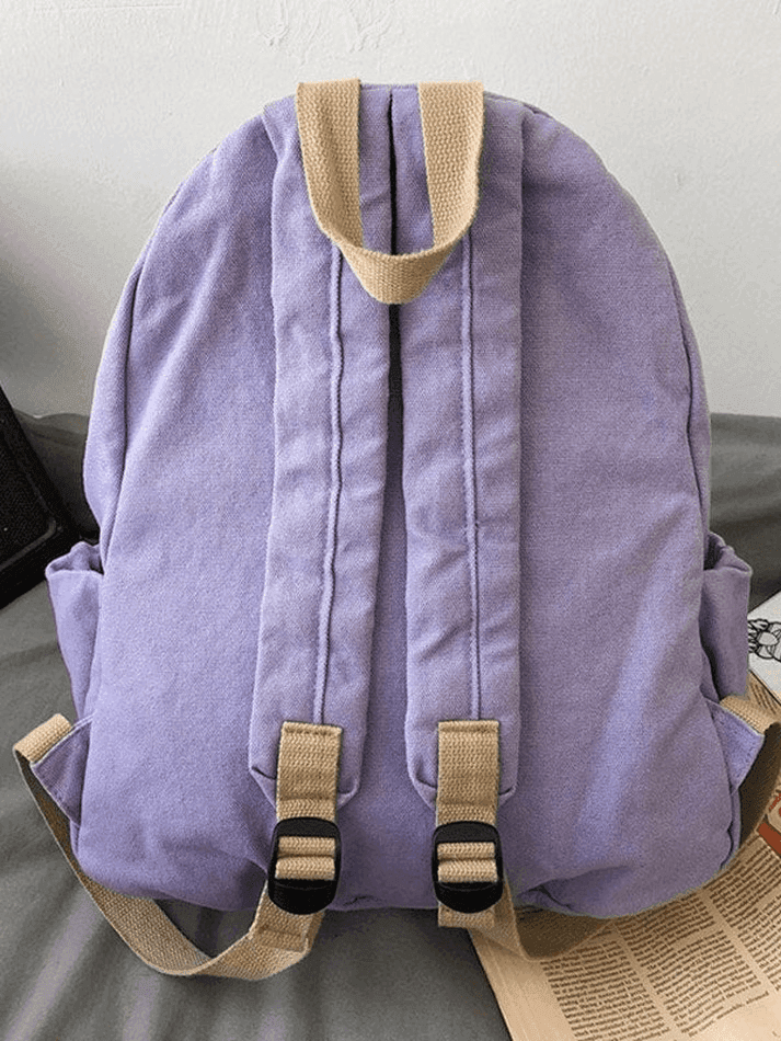 Green vintage wash canvas backpack, comfortable student bag for college and school.