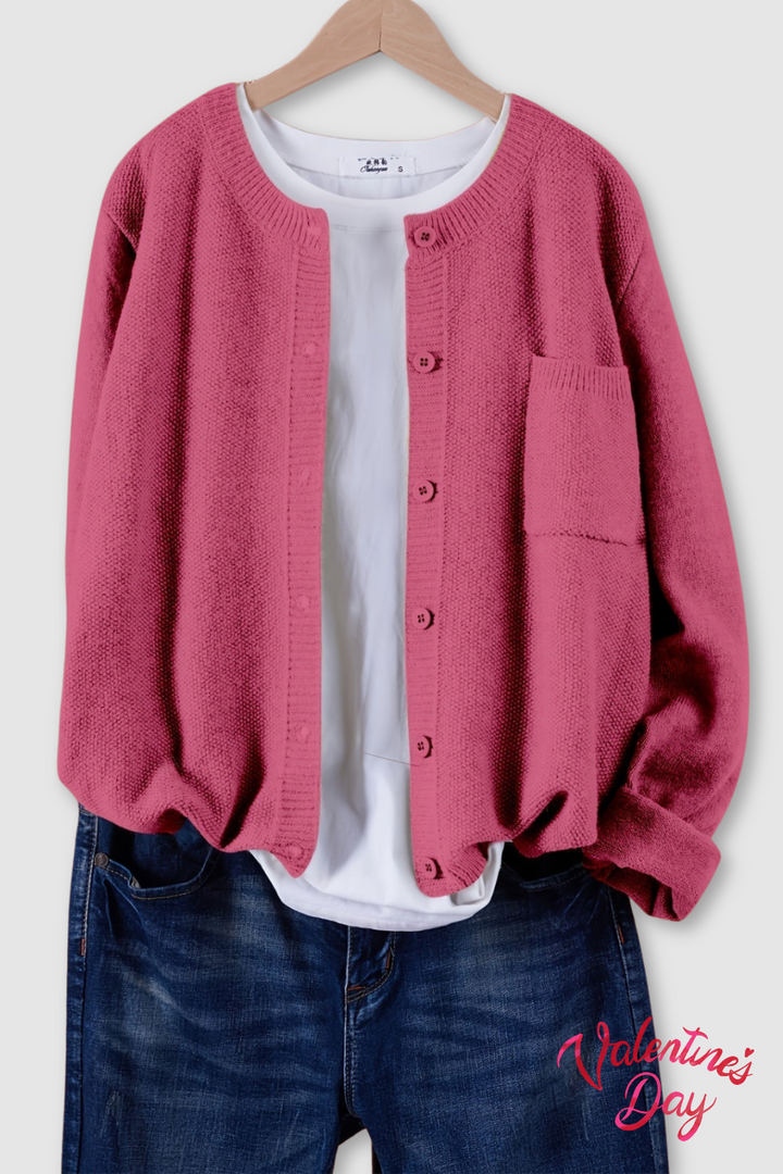 Women's cozy knit cardigan, a comfortable layering piece for fall fashion.