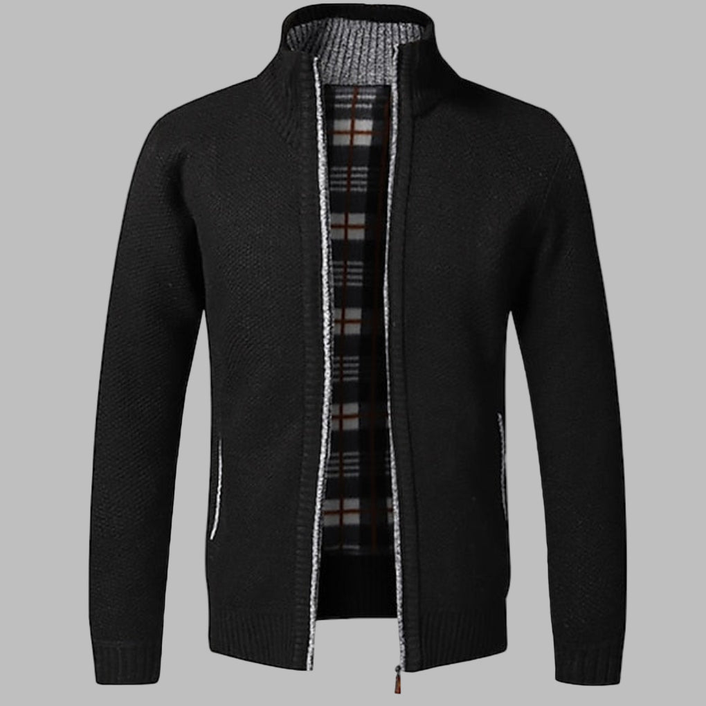 Men's comfortable long sleeve knit zipper sweater, modern design for stylish year-round casual fashion.