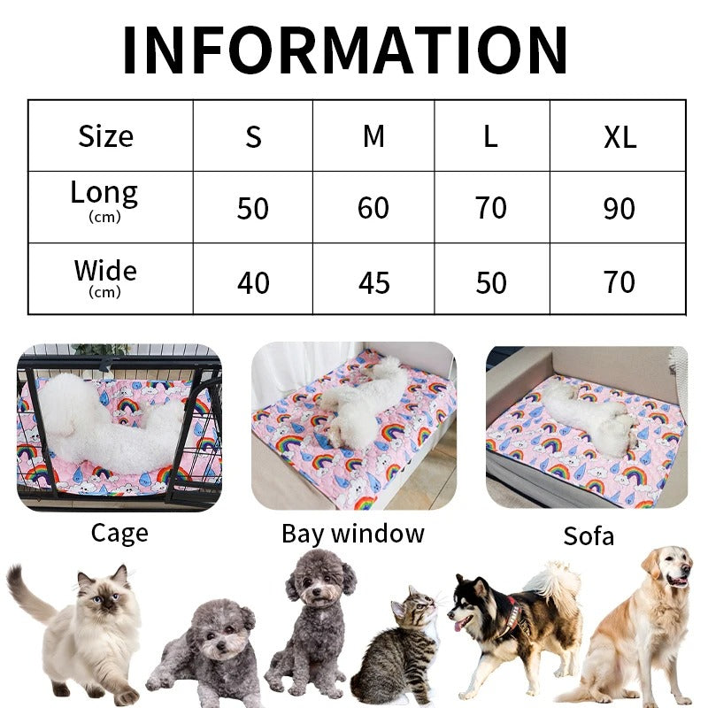 "Washable eco-friendly pet pee pad, super absorbent and reusable, shown on colorful background with paw print design."
