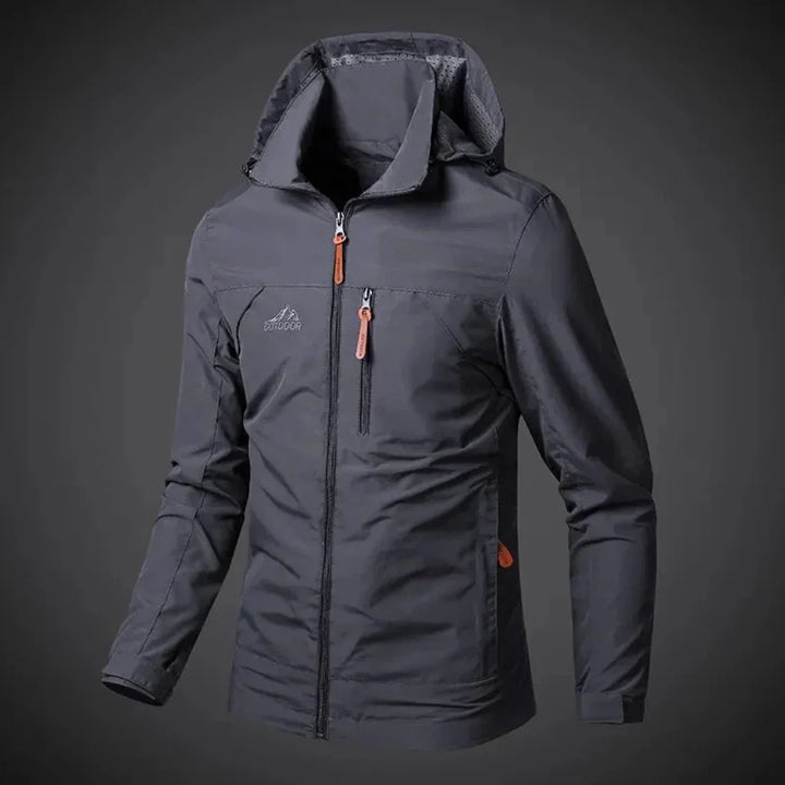 Men's outdoor waterproof wind jacket. Lightweight & durable, perfect for hiking, camping, and all-day comfort.
