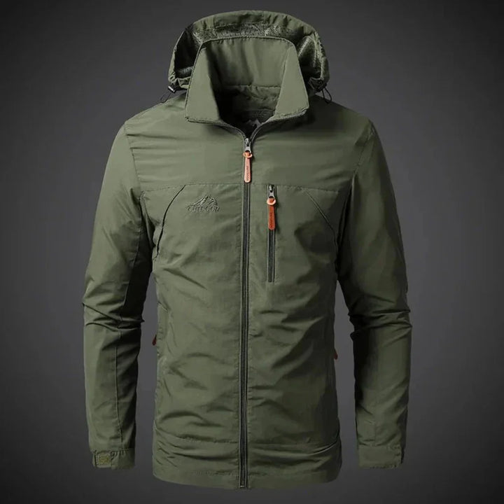 Men's lightweight waterproof windbreaker jacket for outdoor comfort & weather protection. Stylish casual outerwear.