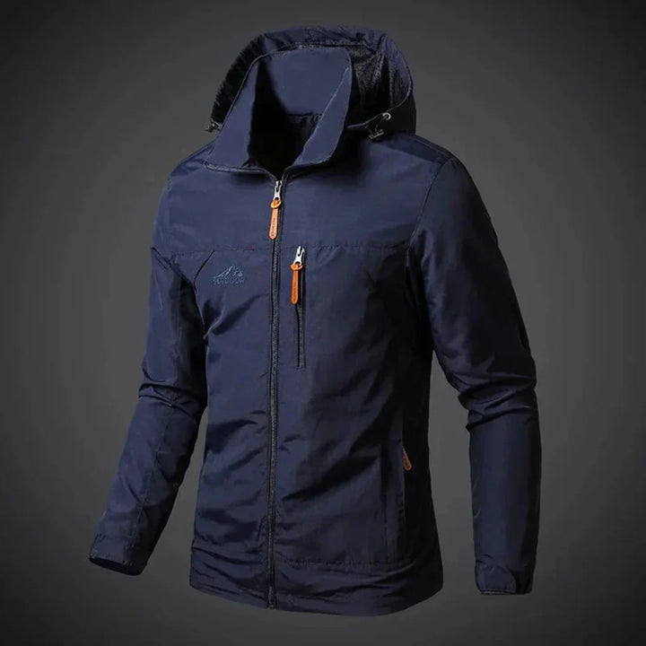 Stylish men's summer jacket, waterproof & windproof. Ideal for lightweight outdoor comfort & casual wear.