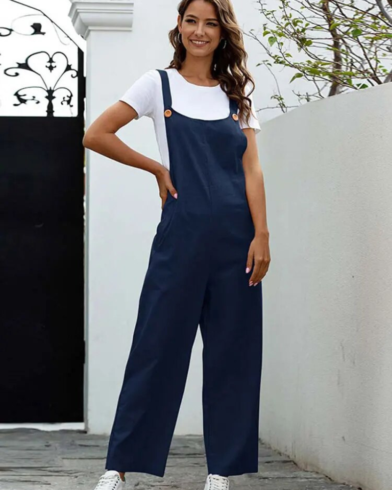 Vibrant orange women's overalls. A comfortable & stylish jumpsuit for casual fashion, perfect for everyday wear.