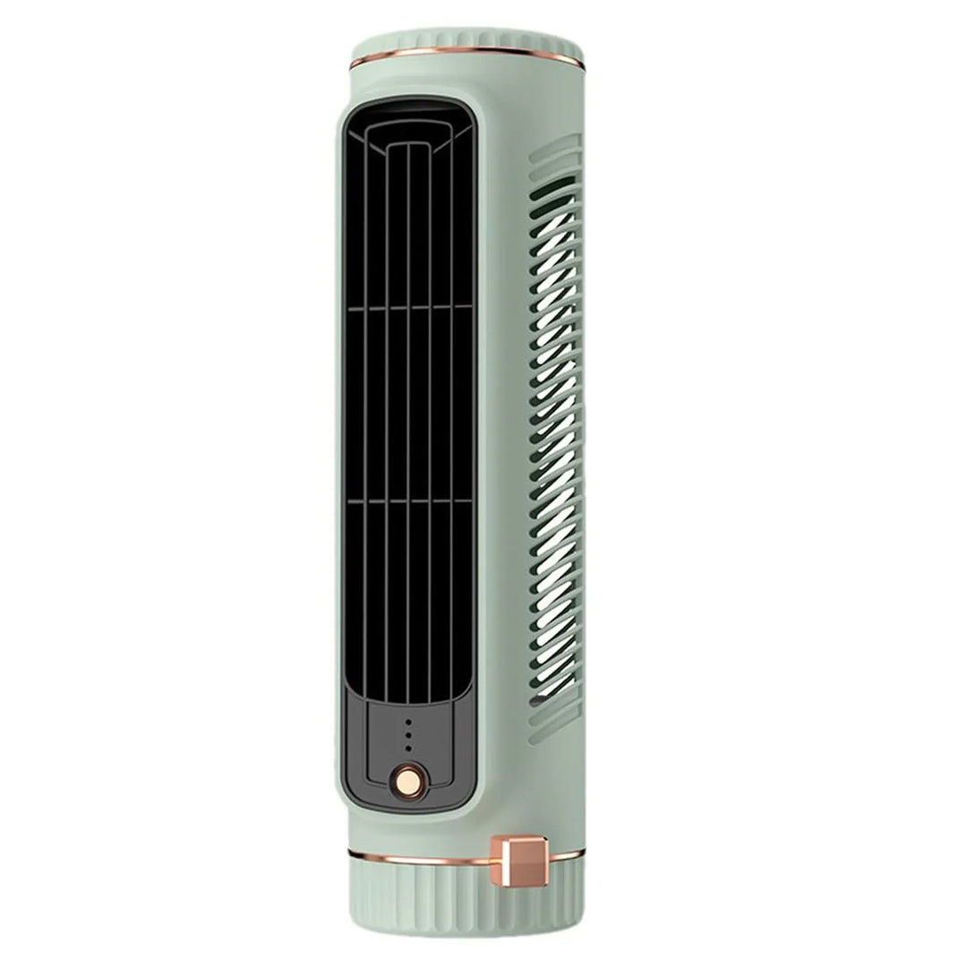 Bladeless portable tower fan for quiet personal cooling & home comfort. USB rechargeable desk fan.