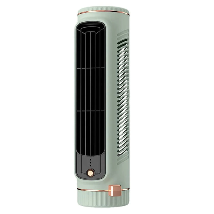 Bladeless portable tower fan for quiet personal cooling & home comfort. USB rechargeable desk fan.