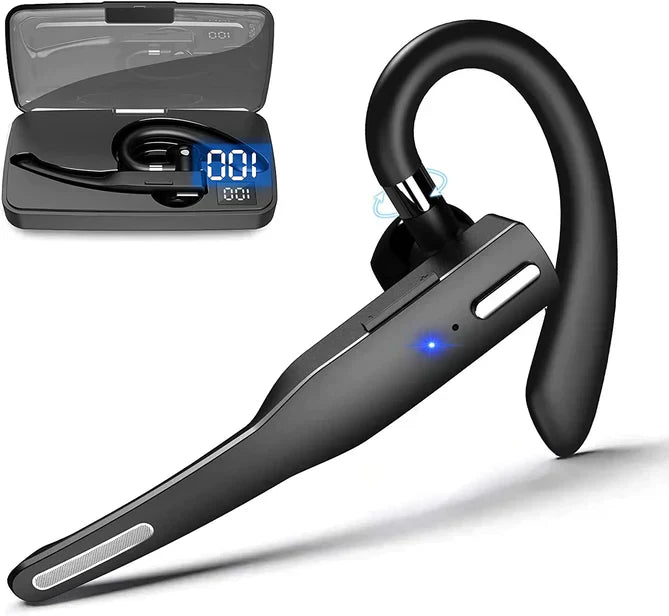 Wireless Dual Mic Noise Cancelling Bluetooth 5.1 Headset for professionals & truckers, hands-free voice calls.