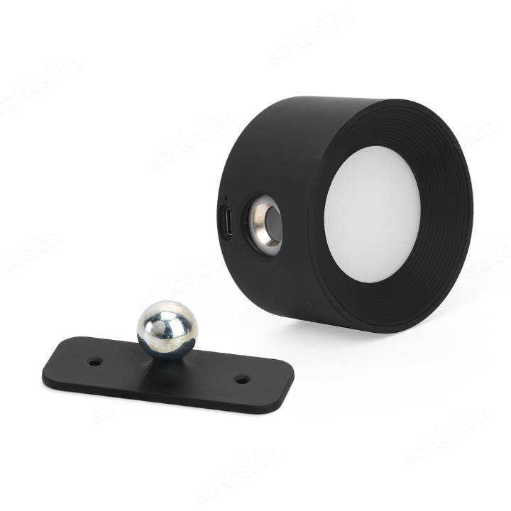 Wireless LED wall light, stick-on, black and white, cordless, for indoor and outdoor use, emits warm white glow, energy-effic