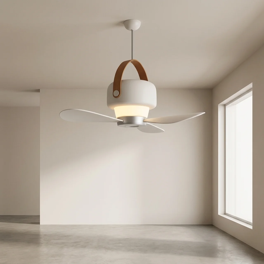 Wireless rechargeable portable fan with remote & bright LED light. Ideal for indoor & outdoor cooling.