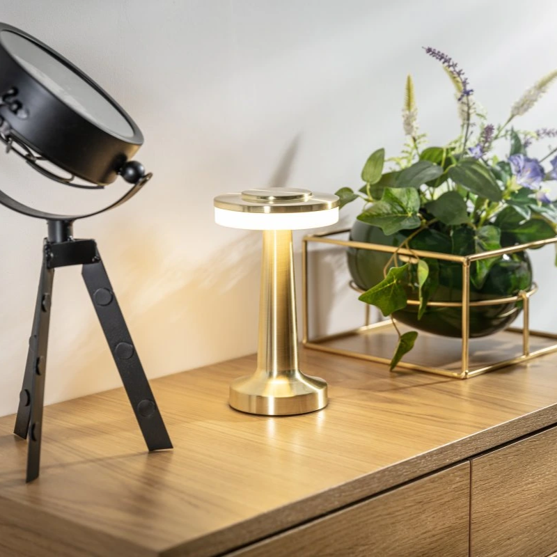 Wireless USB-C retro lamp. Dimmable table lamp with 3 color temps for versatile portable indoor/outdoor ambient light.