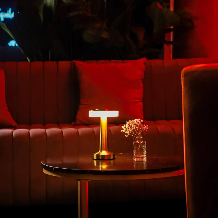 Dimmable wireless retro table lamp, 3 color temperatures. Rechargeable and portable for modern home decor.