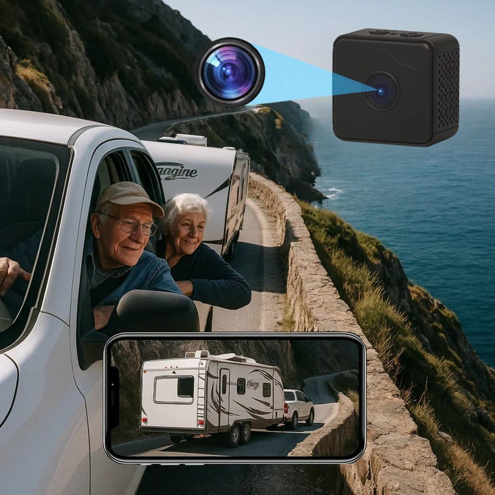 Magnetic mount wireless reversing camera with IR night vision for safe parking & maneuvering RVs & trailers.