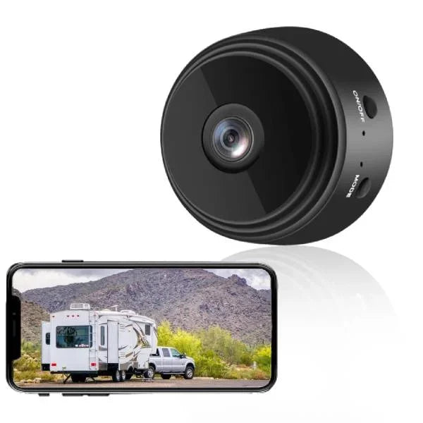 Wireless waterproof backup camera for RV and trailer with night vision and 360° rotation for safe and easy reversing.