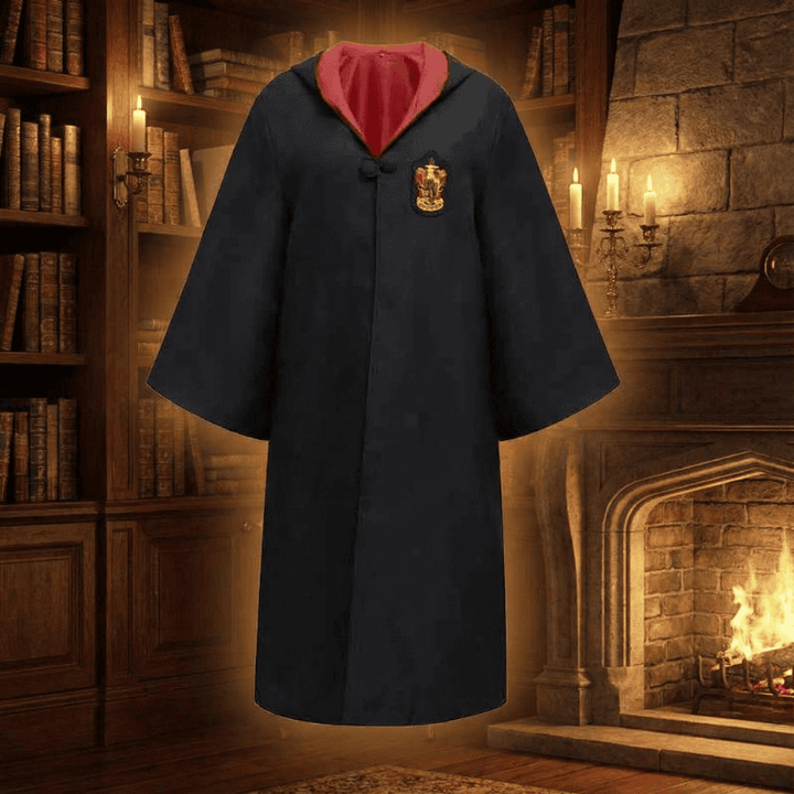 Unisex complete magical wizard costume set with cloak, wand, & accessories for cosplay & Halloween.