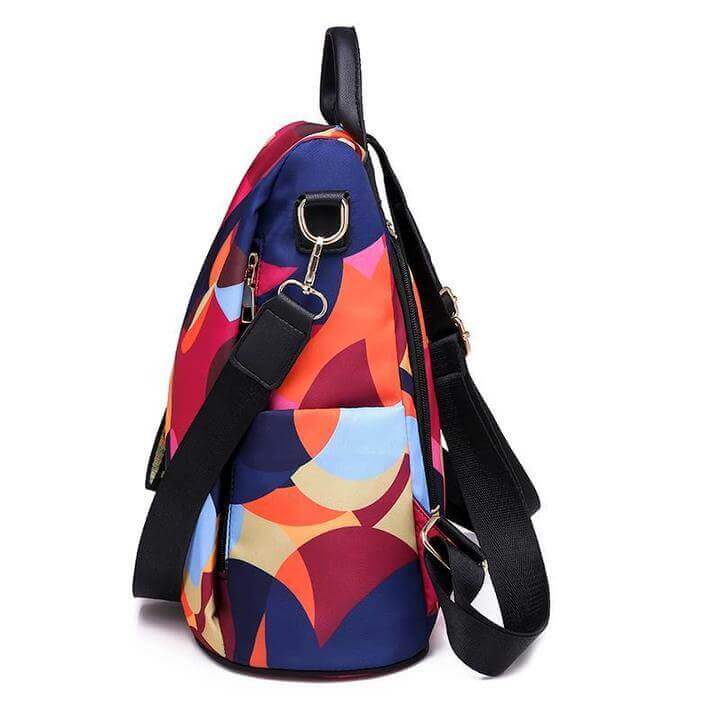 Professional woman commuting with a sleek multi-compartment anti-theft daily bag, water-resistant for city life.