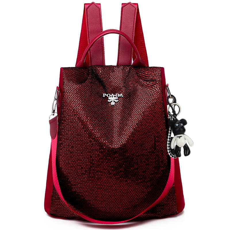 Elegant women's water-resistant backpack. Anti-theft features for secure daily and travel organization.