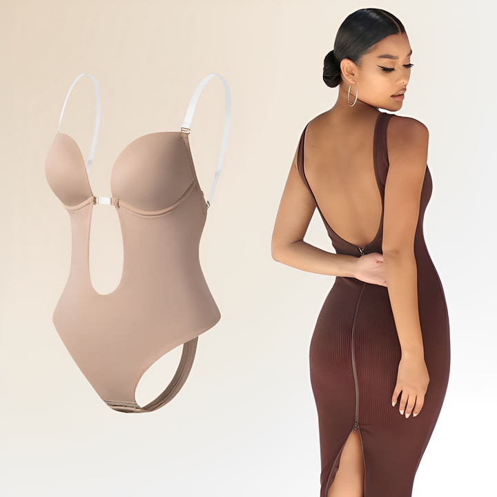 Invisible backless bodysuit bra for women, seamless design provides smooth, undetectable support.