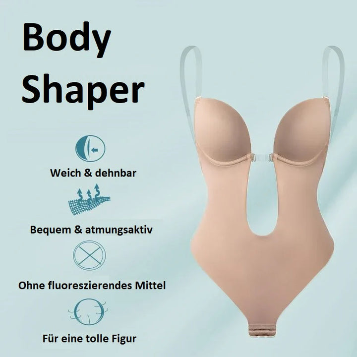 Seamless backless bodysuit bra for women, designed for invisible support & smooth silhouette under any outfit.