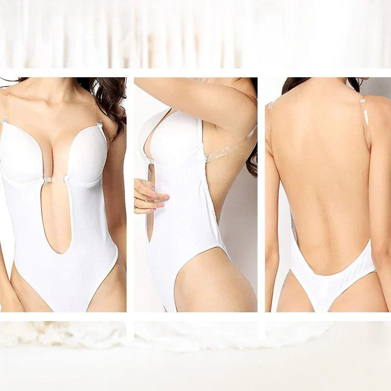 Versatile backless bodysuit bra, women's invisible support shapewear for various low-back and open-back styles.