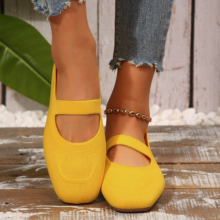 Everyday women's Mary Jane flats in a charming blue, providing cheerful comfort and effortless casual style.